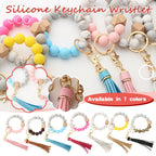 Clearance! JWDX Hanging Ornament Clearance Silicone Key Ring Bracelet, Women Beaded Bangle Keychain Wristlet Leather Tassel B