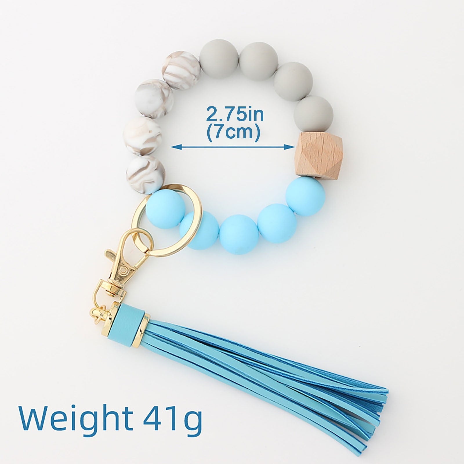 Clearance! JWDX Hanging Ornament Clearance Silicone Key Ring Bracelet, Women Beaded Bangle Keychain Wristlet Leather Tassel B