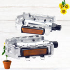 Worgeous 1 Pair of Silver Aluminum Alloy Mountain Bike Pedals with Anti slip Spikes