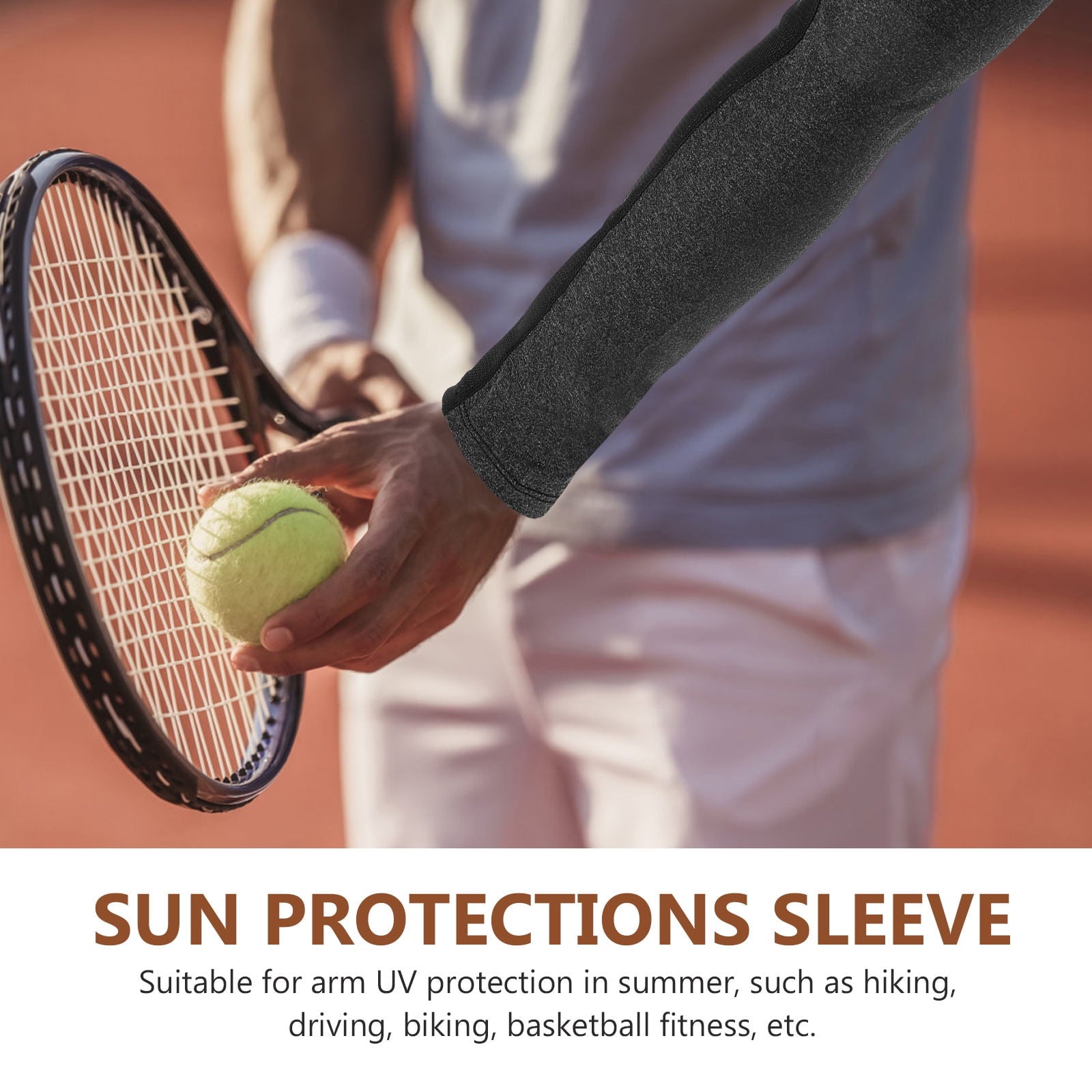 Worgeous Sun Protection Sleeve Arms Sleeves Cooling for Men Women's Black