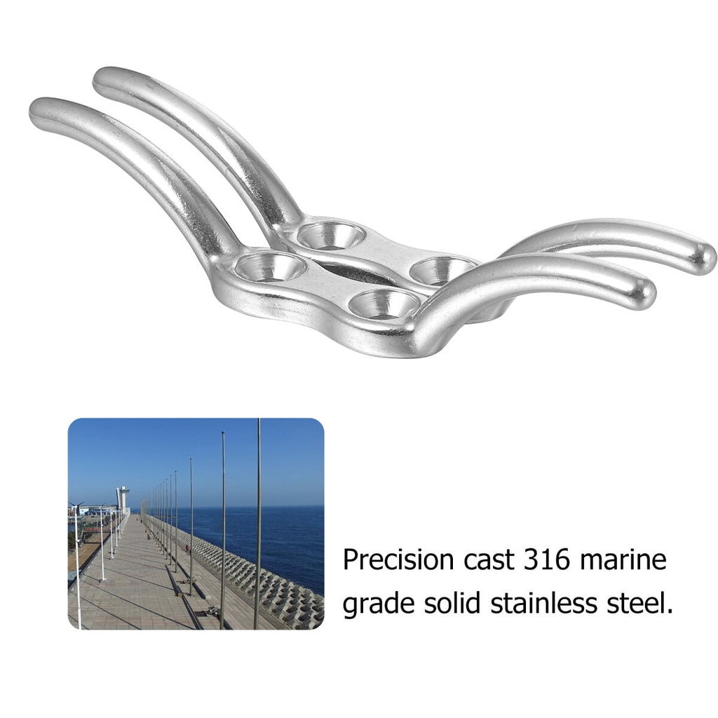 SWETRACE 2Pcs Silver Cleat for Boat Accessories Marine Latches 11Cm 4 Inches Stainless Steel