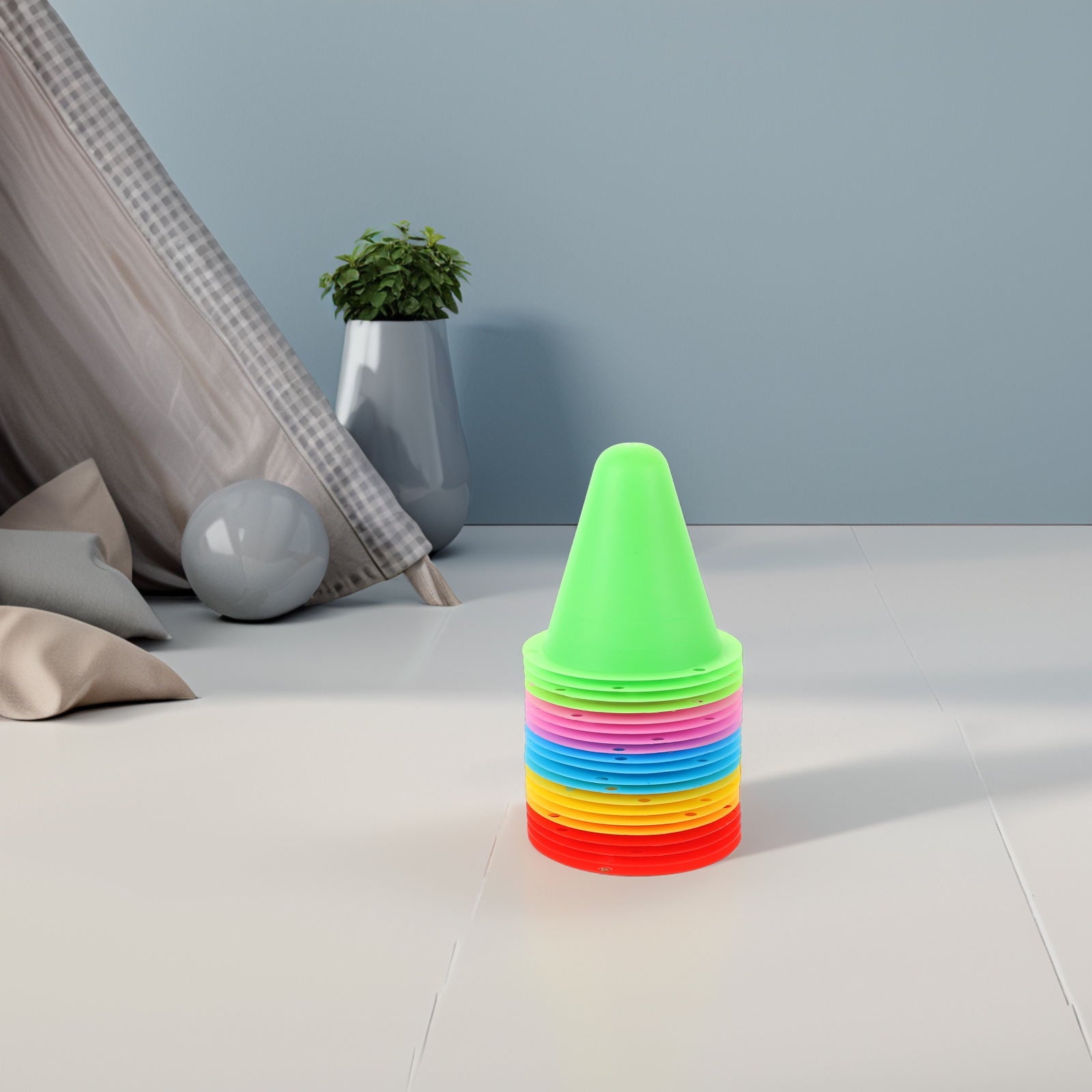 SWETRACE Mini Cones for Sports 20Pcs PE Skating Training Cones for Roller Skates Enthusiasts 11.8X11.8X2.9In