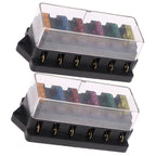 SWETRACE 2Pcs Metal 6 Way Fuse Holder for Vehicle Maintenance Electrical Installation Car Fuse Accessory 4.3x2.0x1.7in