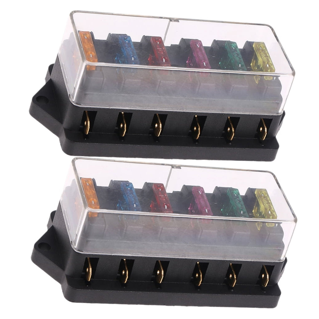 SWETRACE 2Pcs Metal 6 Way Fuse Holder for Vehicle Maintenance Electrical Installation Car Fuse Accessory 4.3x2.0x1.7in