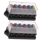SWETRACE 2Pcs Metal 6 Way Fuse Holder for Vehicle Maintenance Electrical Installation Car Fuse Accessory 4.3x2.0x1.7in