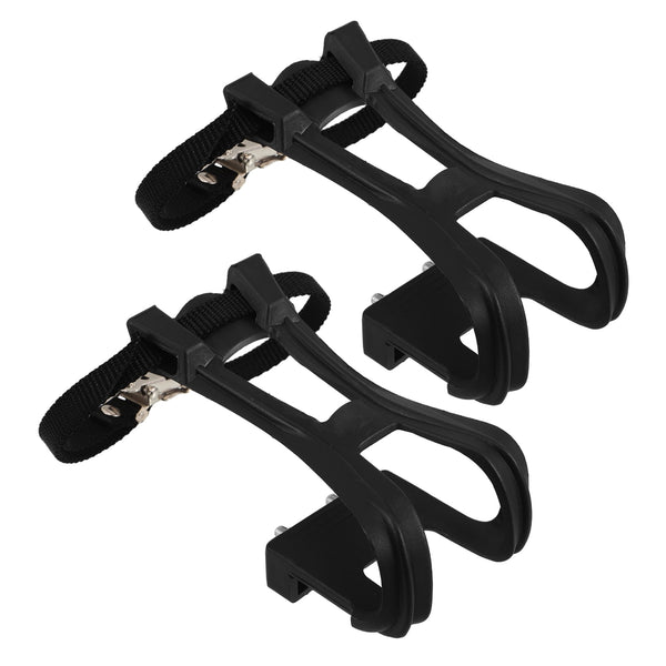 SWETRACE 2Pcs Bike Pedal Toe Cages And Straps Black for Secure Installation