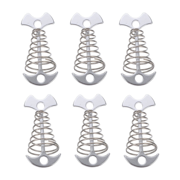 SWETRACE 6Pcs Stainless Steel Fishbone Tent Pegs for Outdoor Camping with Tent Rope Buckle 3.1x1.6x1.2in