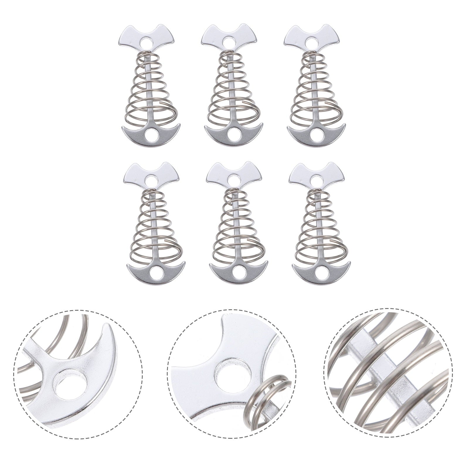 SWETRACE 6Pcs Stainless Steel Fishbone Tent Pegs for Outdoor Camping with Tent Rope Buckle 3.1x1.6x1.2in