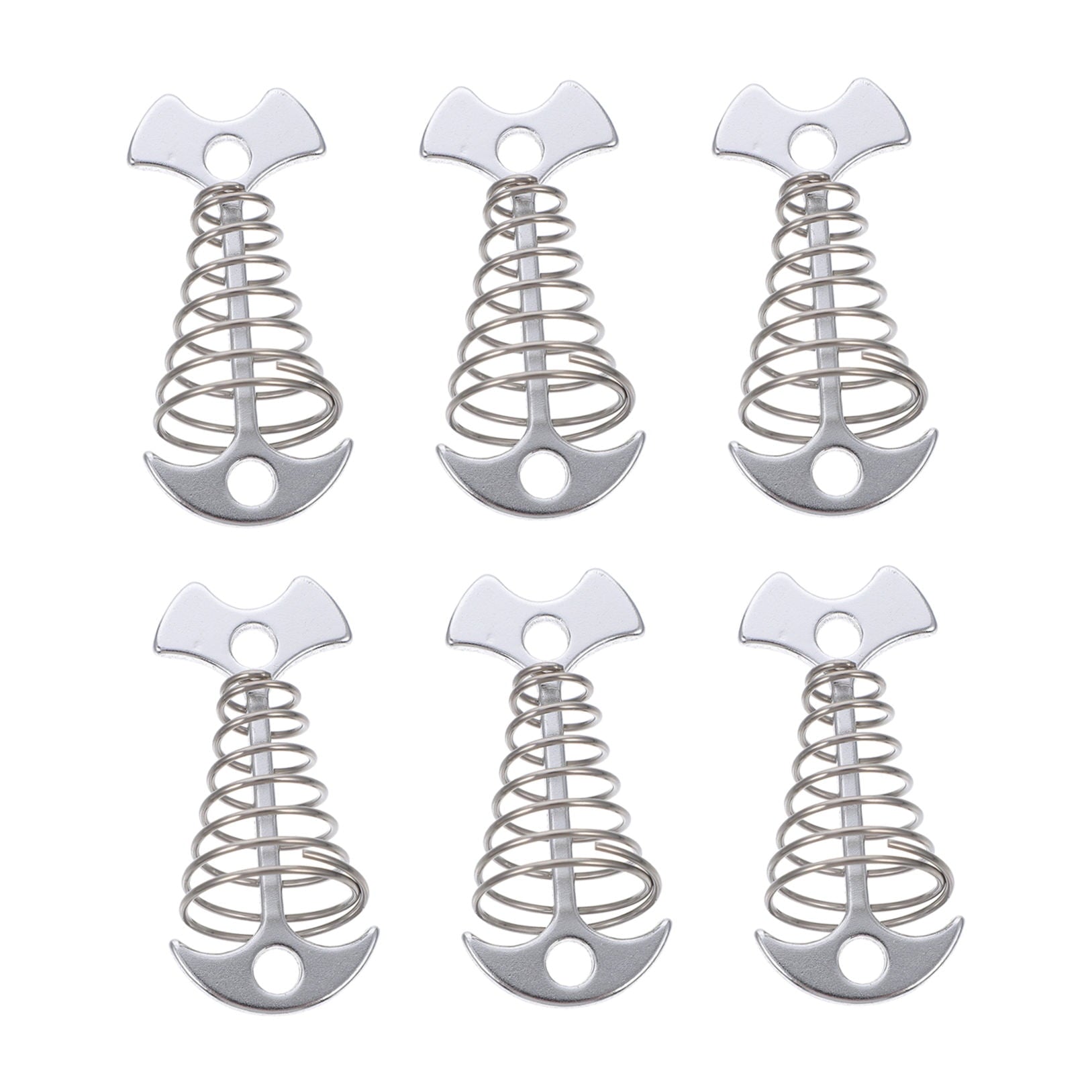 SWETRACE 6Pcs Stainless Steel Fishbone Tent Pegs for Outdoor Camping with Tent Rope Buckle 3.1x1.6x1.2in