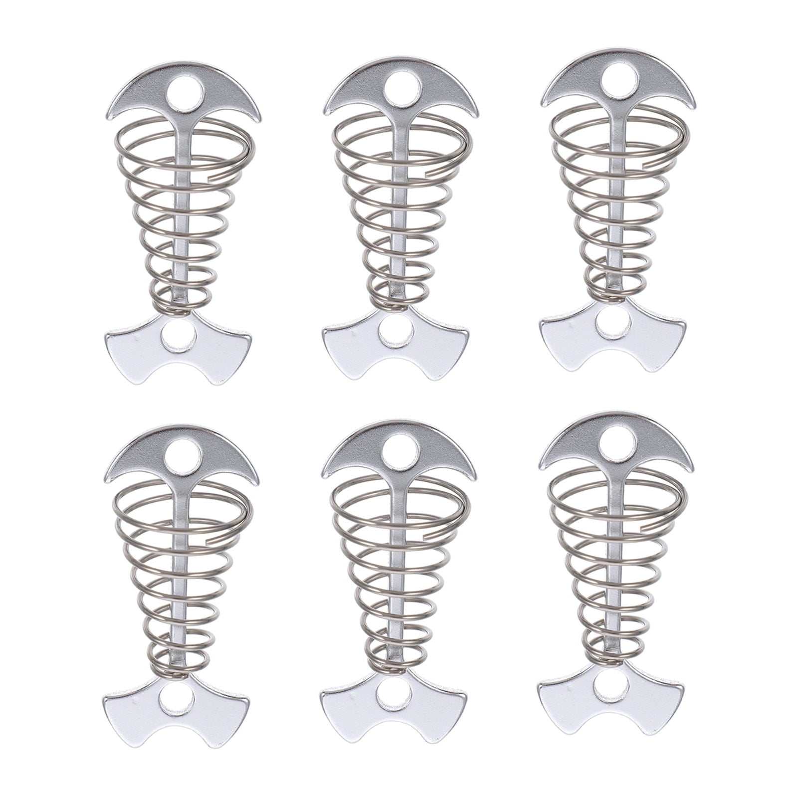 SWETRACE 6Pcs Stainless Steel Fishbone Tent Pegs for Outdoor Camping with Tent Rope Buckle 3.1x1.6x1.2in