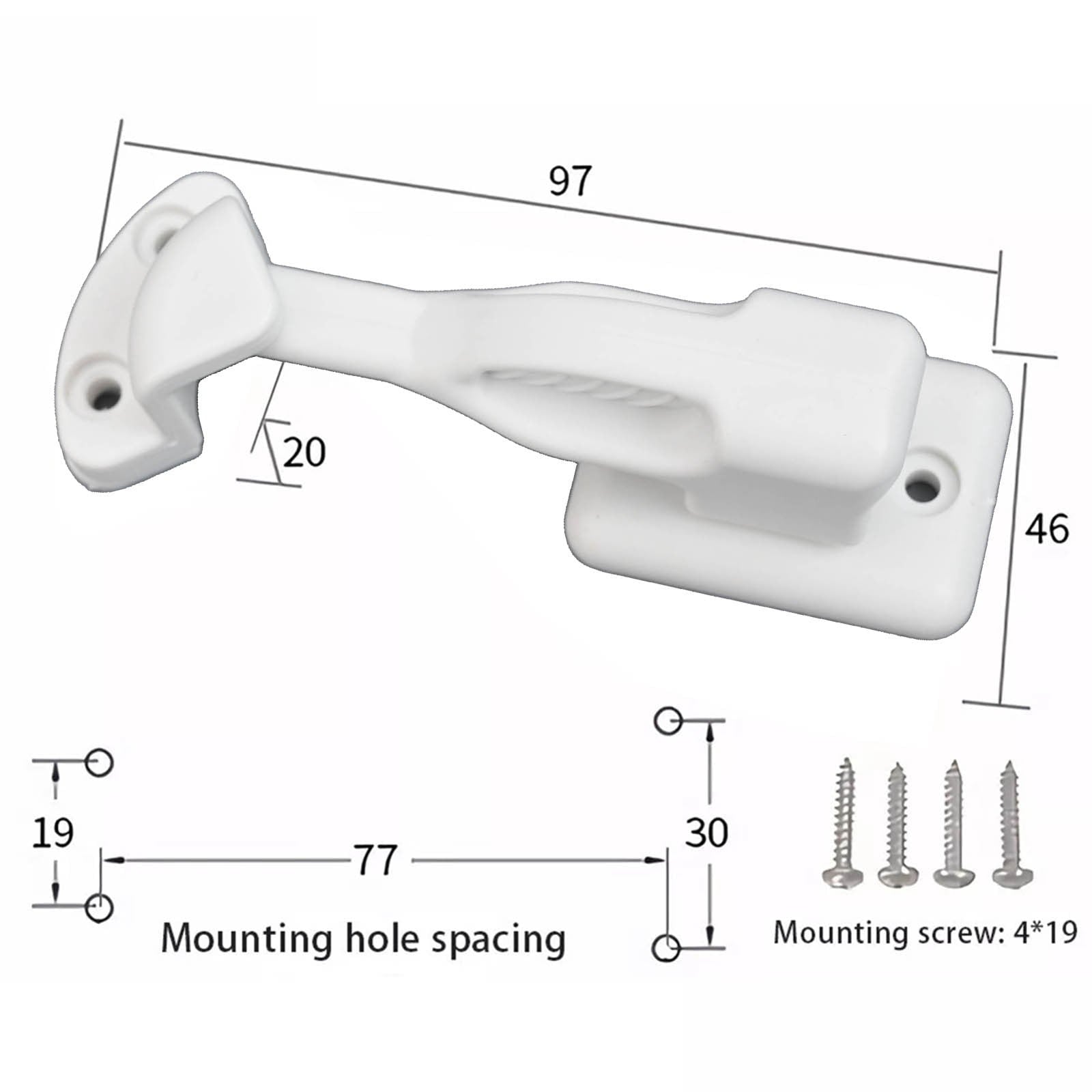 Nylon Rv Cabinet Latch Lock For Camper Trailer Boat Easy Install Secure Door Catch Holder White Black Travel Accessory Construction White