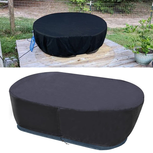 210D Oxford Fabric Stock Tank Cover Oval Ice Bath Cover Gallon Basin Waterproof Drawstring Pool Protector 50Gallon 300 gal