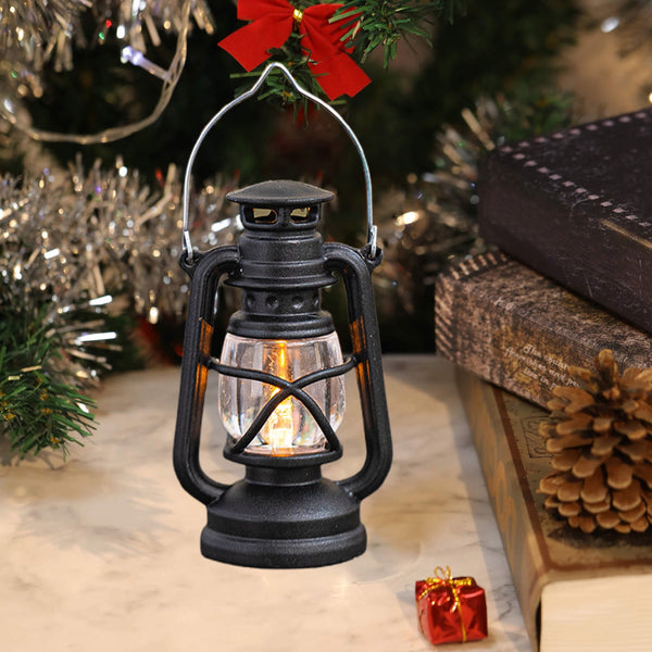 Vintage LED Hurricane Lantern, Warm White Battery Operated Lantern, Antique Metal Hanging Lantern with Dimmer Switch, 2024 New 150 Lumen for Indoor or Outdoor Usage Black