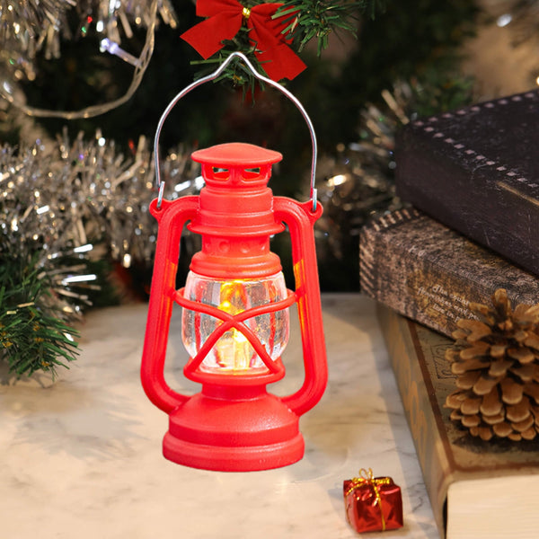Vintage LED Hurricane Lantern, Warm White Battery Operated Lantern, Antique Metal Hanging Lantern with Dimmer Switch, 2024 New 150 Lumen for Indoor or Outdoor Usage Red