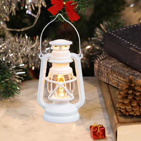 Vintage LED Hurricane Lantern, Warm White Battery Operated Lantern, Antique Metal Hanging Lantern with Dimmer Switch, 2024 New 150 Lumen for Indoor or Outdoor Usage White