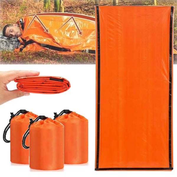 Emergency Sleeping Bag, Waterproof Emergency Sleeping Bags for Survival, 84X36in Sleeping Bag ,Pocket Size Survival Blanket, 3/4/5 PCS Thermal Bivy Sack for Outdoor Camping, Hiking 3PCS
