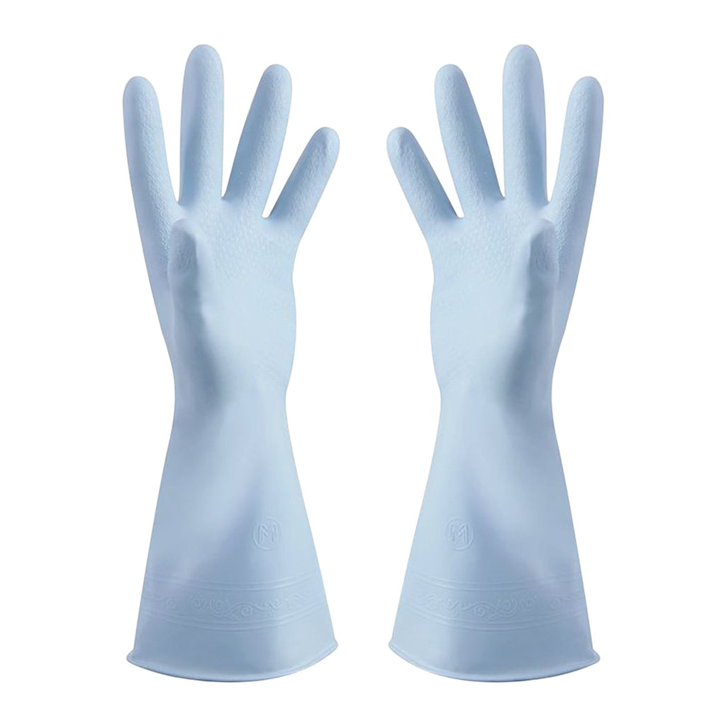 1 Pairs Rubber Gloves for Dishwashing Cleaning, Cotton Lined Household Gloves, Waterproof Gloves for Kitchen Bathroom, Reusable Gloves, Food Grade Non-Slip Household Kitchen Gloves Light blue,M