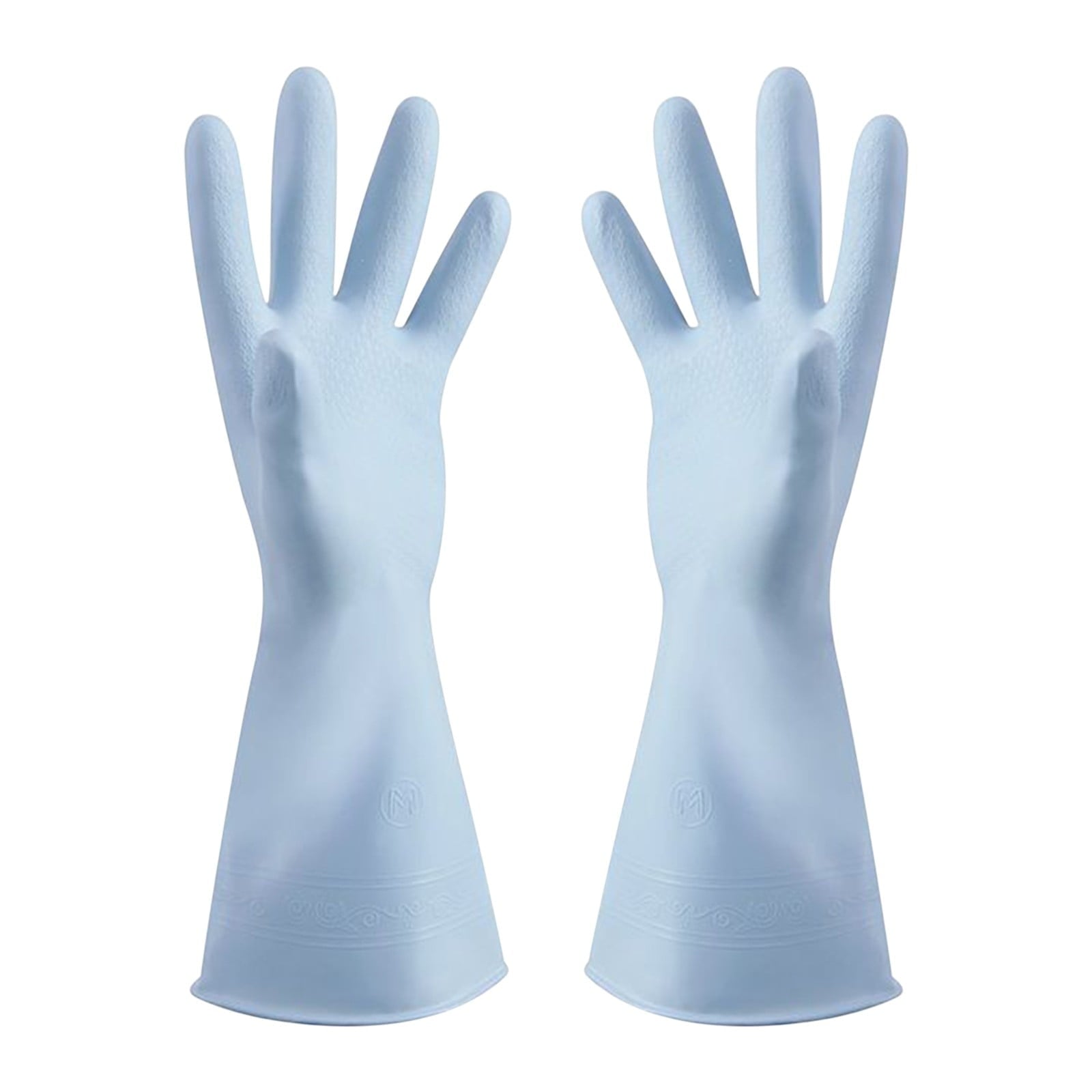 1 Pairs Rubber Gloves for Dishwashing Cleaning, Cotton Lined Household Gloves, Waterproof Gloves for Kitchen Bathroom, Reusable Gloves, Food Grade Non-Slip Household Kitchen Gloves Light blue,M