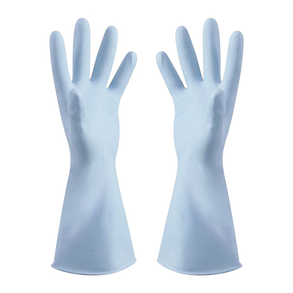 1 Pairs Rubber Gloves for Dishwashing Cleaning, Cotton Lined Household Gloves, Waterproof Gloves for Kitchen Bathroom, Reusable Gloves, Food Grade Non-Slip Household Kitchen Gloves Light blue,M