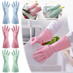 1 Pairs Rubber Gloves for Dishwashing Cleaning, Cotton Lined Household Gloves, Waterproof Gloves for Kitchen Bathroom, Reusable Gloves, Food Grade Non-Slip Household Kitchen Gloves Light blue,M