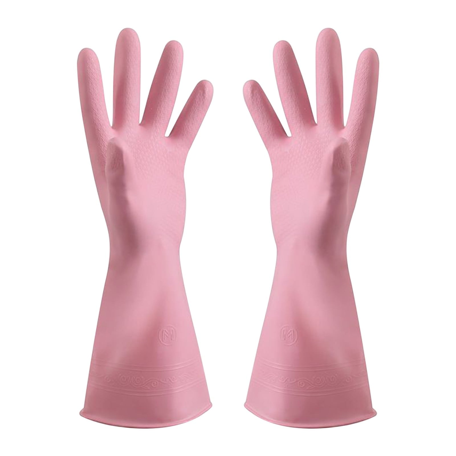 1 Pairs Rubber Gloves for Dishwashing Cleaning, Cotton Lined Household Gloves, Waterproof Gloves for Kitchen Bathroom, Reusable Gloves, Food Grade Non-Slip Household Kitchen Gloves Pink,M