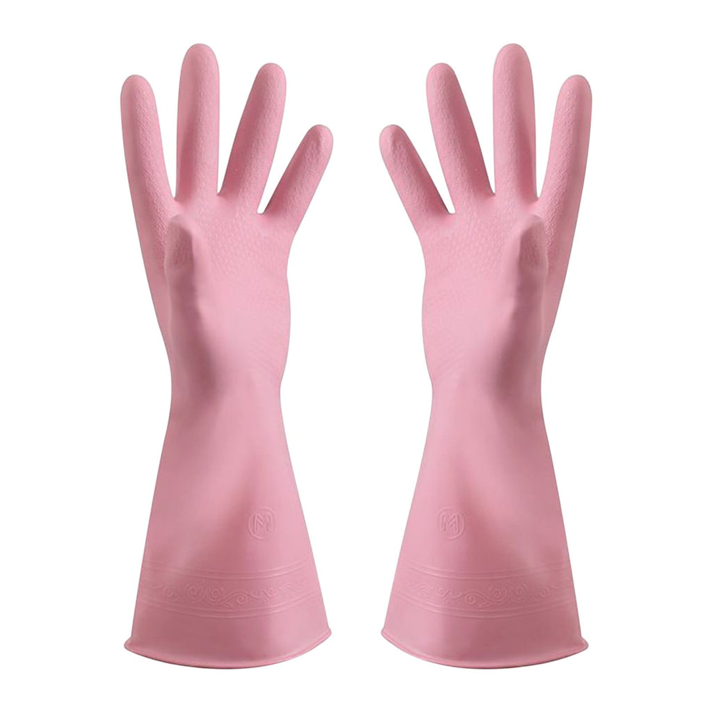 1 Pairs Rubber Gloves for Dishwashing Cleaning, Cotton Lined Household Gloves, Waterproof Gloves for Kitchen Bathroom, Reusable Gloves, Food Grade Non-Slip Household Kitchen Gloves Pink,S