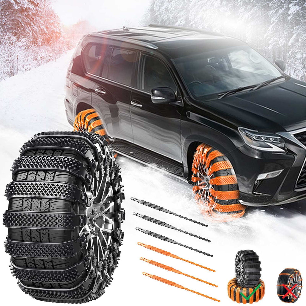 Reusable Anti Snow Chains of Car,Snow Tire Chains,Universal Adjustable Emergency Portable Snow Tire Chains for Car SUV Pickup Trucks Car Vuyungers Snow Chains Non-Slip Cable Tie Orange