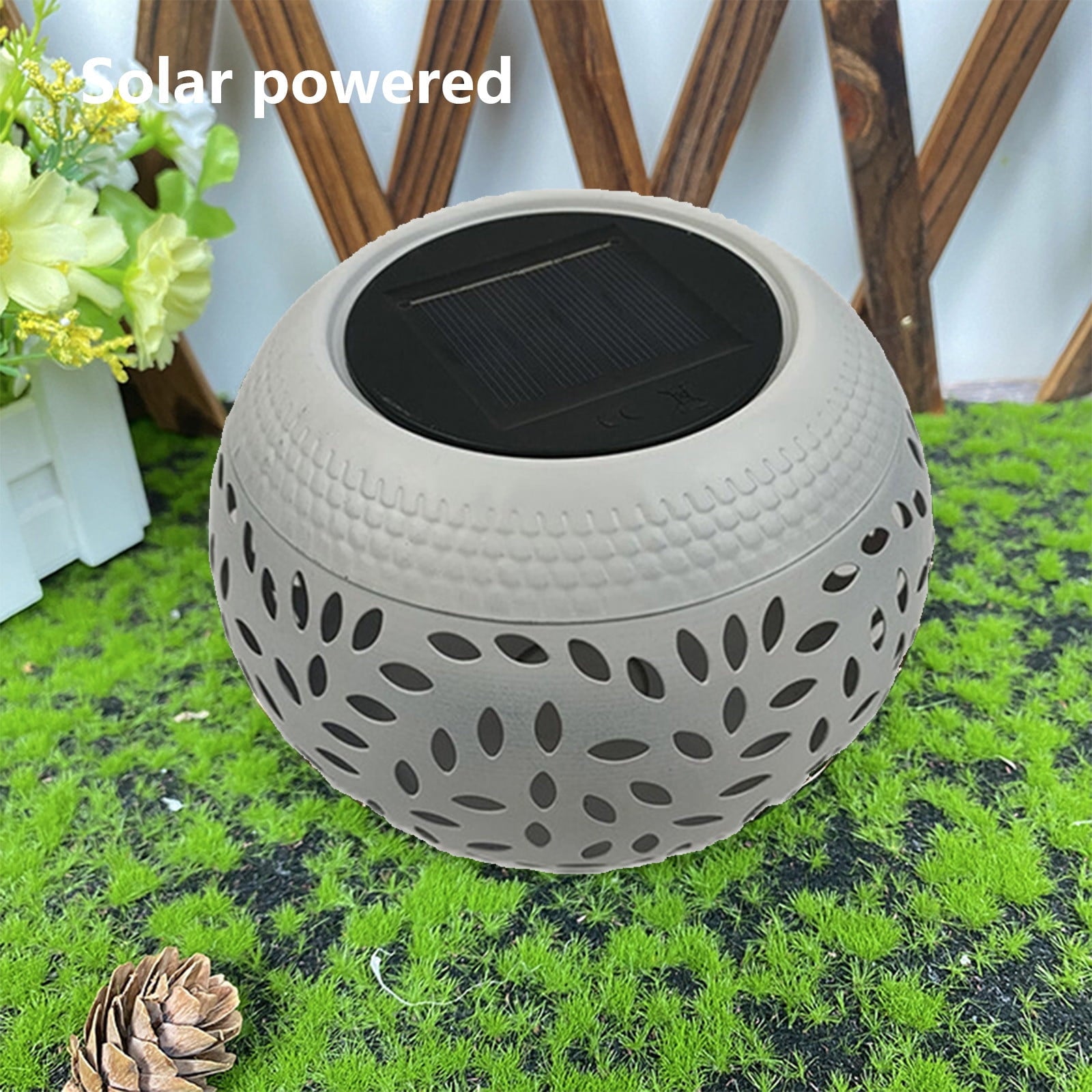 Solar Lantern Outdoor Waterproof, Solar Table Lights LED Metal Tabletop Light Solar Powered Decorative Lighting Lanterns for Desk Bedroom Patio Garden Yard,Flickering Flame Light round Pot White