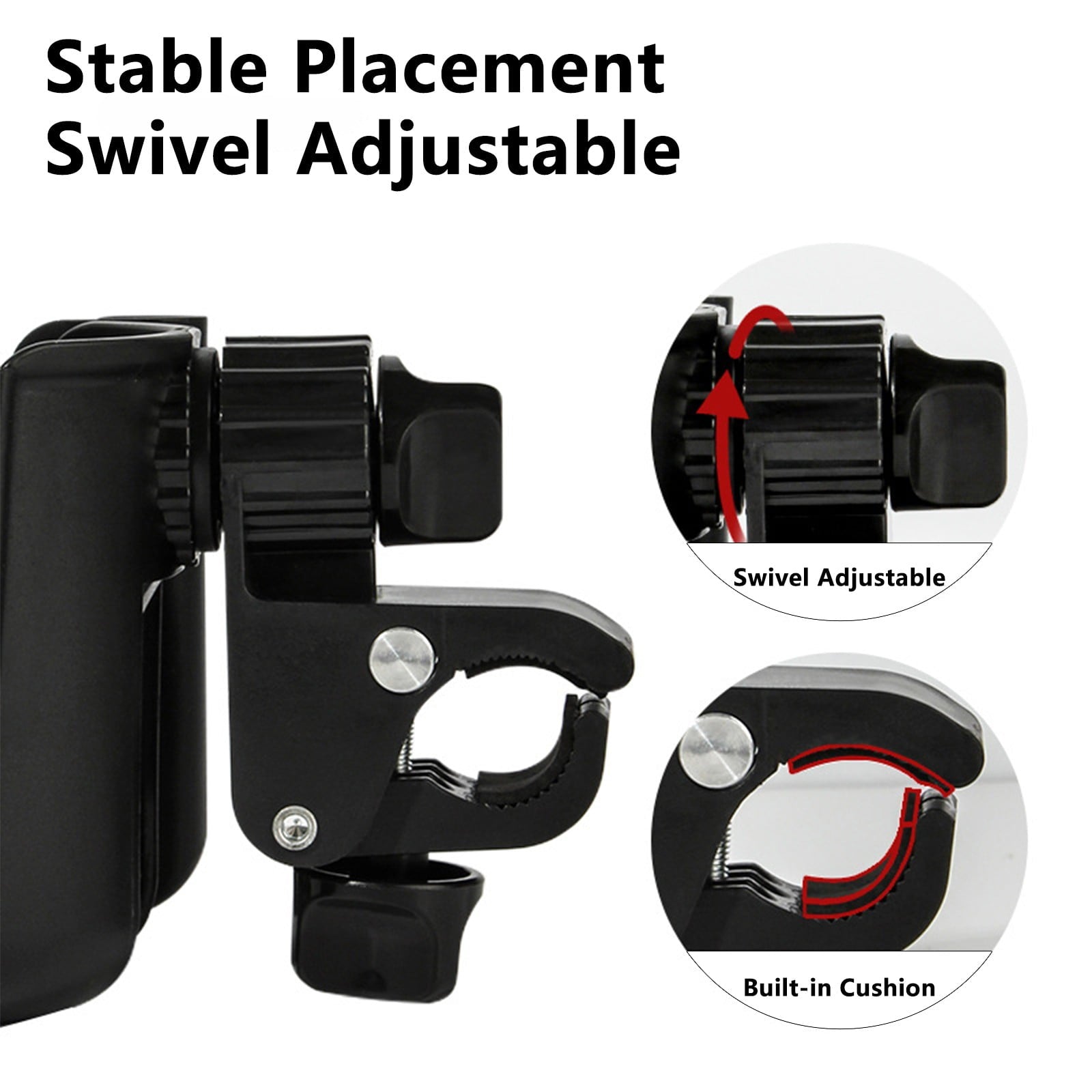 2-in-1 Bicycle Cup Holder with Mobile Phone Holder - Universal Water Bottle Holder, Coffee & Tea Mug Holder, for Electric Bike, Bicycle, Motorcycle, Stroller, Walker - Fits Phones Up to 6.5 Inches