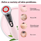 Face Massager Electric Face Lifting 4 in 1 Facial Massager Anti Aging Skin Tightening Firming Skin Care Tools,USB Rechargeable Red Blue Light Thermal Massage Beauty Device 400mah 3.7V/0.6A