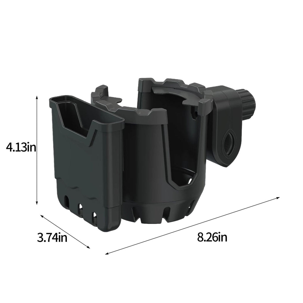 2-in-1 Adjustable Drink Holder,Universal Cup Holder with Cell Phone Holder,Large Diameter Design Bike Cup Holder for Wheelchair Walker Bike Free Size Green, Black, Orange