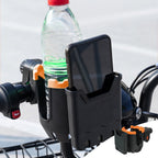 2-in-1 Adjustable Drink Holder,Universal Cup Holder with Cell Phone Holder,Large Diameter Design Bike Cup Holder for Wheelchair Walker Bike OG Orange