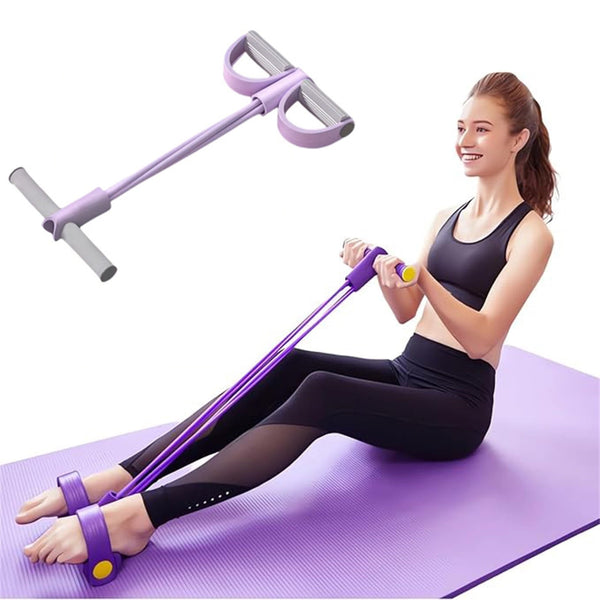 Clearance！4-Tube Pedal Puller Resistance Rope - Foot Pedal Resistance Band,Yoga Elastic Exercise Bands, for Women Jump Fitness, Abdomen/Arm Weight/Waist/Leg Stretching Slimming Training Purple