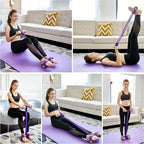 Clearance！4-Tube Pedal Puller Resistance Rope - Foot Pedal Resistance Band,Yoga Elastic Exercise Bands, for Women Jump Fitness, Abdomen/Arm Weight/Waist/Leg Stretching Slimming Training Purple