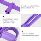 Clearance！4-Tube Pedal Puller Resistance Rope - Foot Pedal Resistance Band,Yoga Elastic Exercise Bands, for Women Jump Fitness, Abdomen/Arm Weight/Waist/Leg Stretching Slimming Training Purple