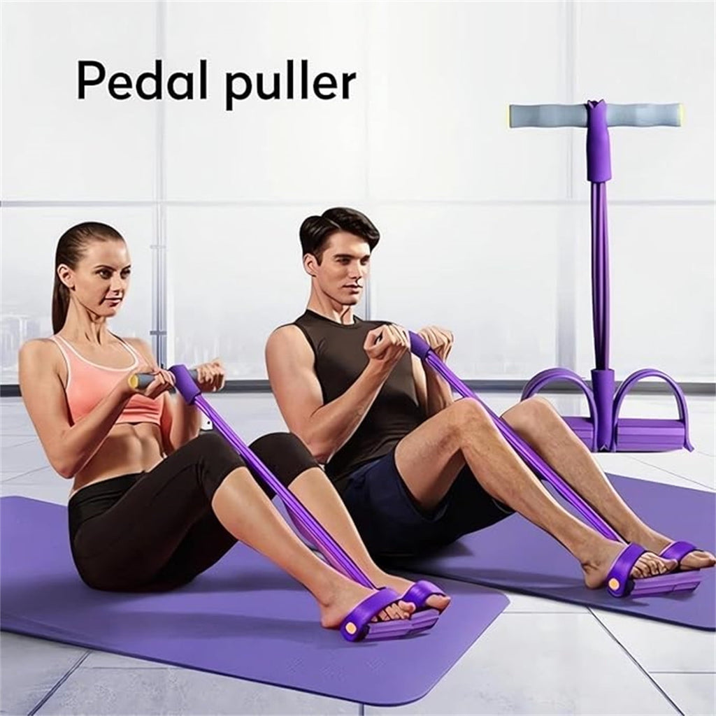 Clearance！4-Tube Pedal Puller Resistance Rope - Foot Pedal Resistance Band,Yoga Elastic Exercise Bands, for Women Jump Fitness, Abdomen/Arm Weight/Waist/Leg Stretching Slimming Training Purple