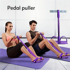 Clearance！4-Tube Pedal Puller Resistance Rope - Foot Pedal Resistance Band,Yoga Elastic Exercise Bands, for Women Jump Fitness, Abdomen/Arm Weight/Waist/Leg Stretching Slimming Training Purple