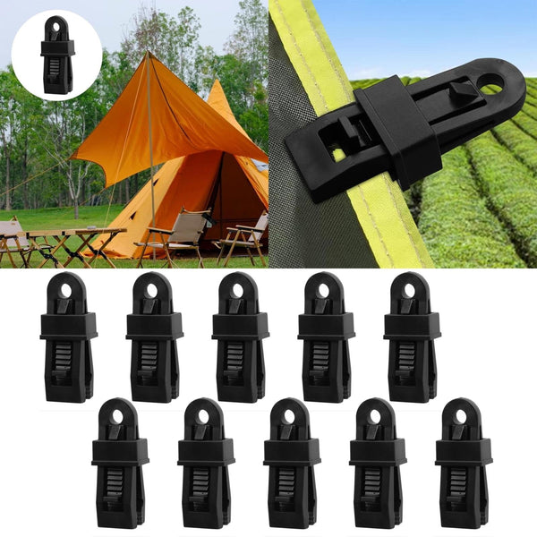 Tarp Clips Heavy Duty Lock Grip,Tarp Clamps for Cover Awnings, Outdoor Camping, Caravan Canopies, Car Covers, 10 PCS Per Pack (Black) 0.98x0.86x3.18 0.98