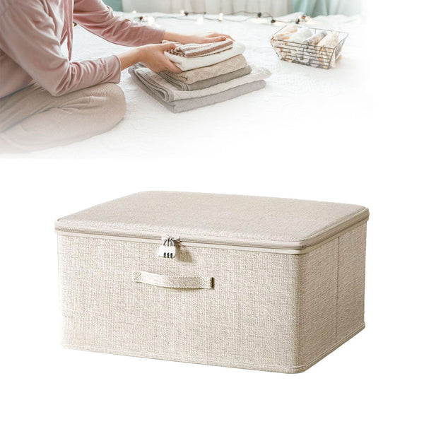 Locking Adult Game Toy Storage Organizer Lock Box Toy Storage Bins Women and Men Game Toys Storage Bags with 2 Drawstring Bags, Large capacity (Beige) 11.8x7.8x5.5 11.8