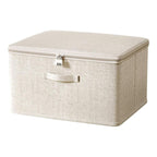 Locking Adult Game Toy Storage Organizer Lock Box Toy Storage Bins Women and Men Game Toys Storage Bags with 2 Drawstring Bags, Large capacity (Beige) 11.8x7.8x5.5 11.8" x 7.8" x 5.5" Beige