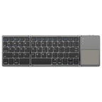 Tri-Folding Bluetooth Keyboard,Wireless Portable Foldable Bluetooth Keyboard for Travel, Keyboard with Touchpad, Rechargeable Multi-Device Small Keyboard for Laptop Tablet PC Smartphone A