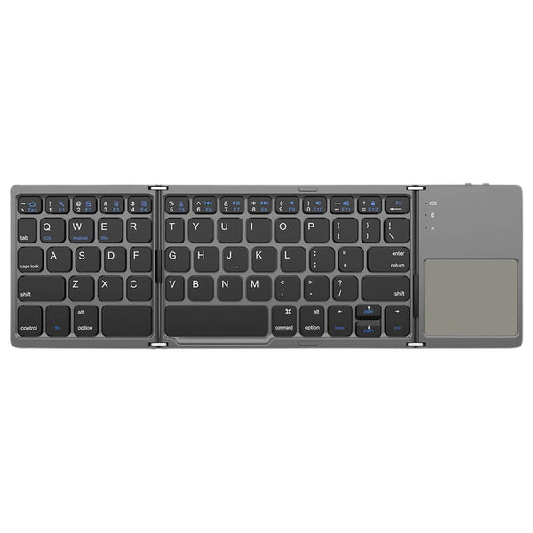 Tri-Folding Rechargeable Wireless and Bluetooth Keyboard with Touchpad for Travel