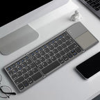 Tri-Folding Bluetooth Keyboard,Wireless Portable Foldable Bluetooth Keyboard for Travel, Keyboard with Touchpad, Rechargeable Multi-Device Small Keyboard for Laptop Tablet PC Smartphone A