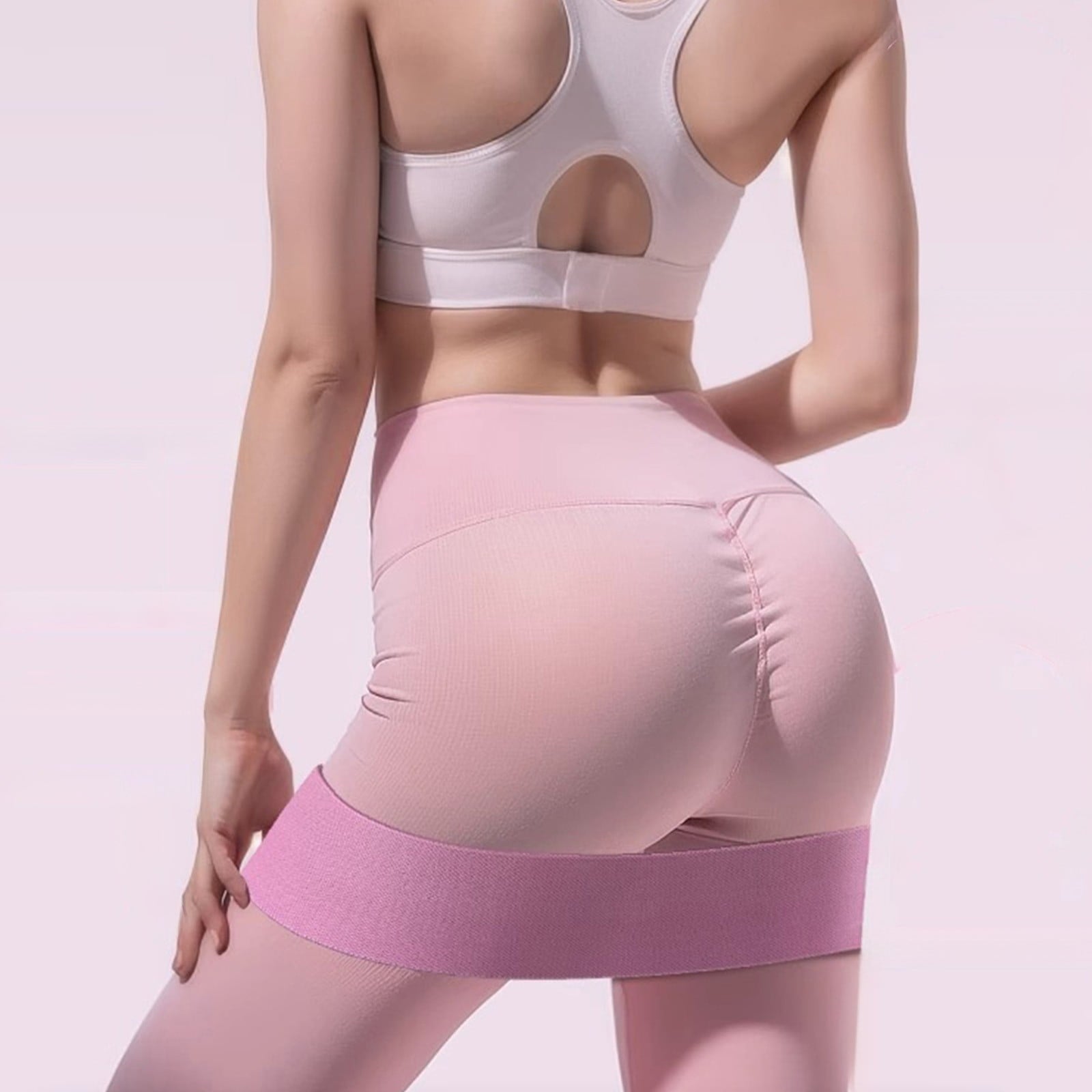 Yoga Resistance Band, Booty Legs Elastic Stretch Exercise,Fabric Cloth Workout Flexband, Loop Exercise Workout Gym Fitness Pink