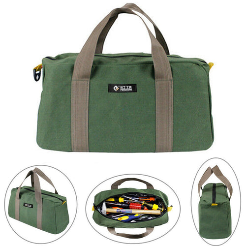 1 Pack Tool Bag for Men with Waterproof Hard Bottom,Mechanics Tool Bag,Heavy Duty Tool Bag Wide Mouth Tote for Various Instrument, Electrician Carpenter Mechanic,3 Sizes Available，Green(16 inch) 14 inch