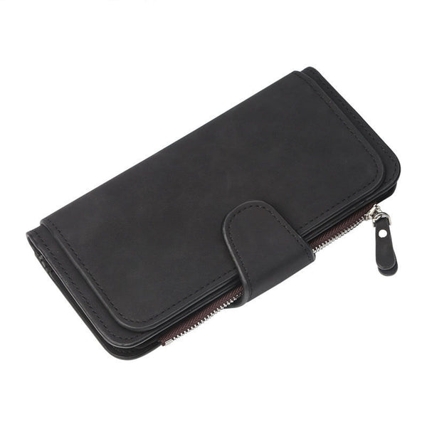 Women's Wallets,Soft Leather Bifold Compact Card Holder Wallet for Women with Zipper, Blocking Leather Clutch Wallet Credit Card Holder, Ladies Travel Wallet Purse,10 Colors(pink) Black