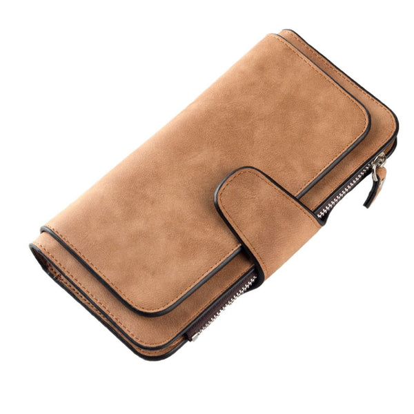 Women's Wallets,Soft Leather Bifold Compact Card Holder Wallet for Women with Zipper, Blocking Leather Clutch Wallet Credit Card Holder, Ladies Travel Wallet Purse,10 Colors(pink) Brown