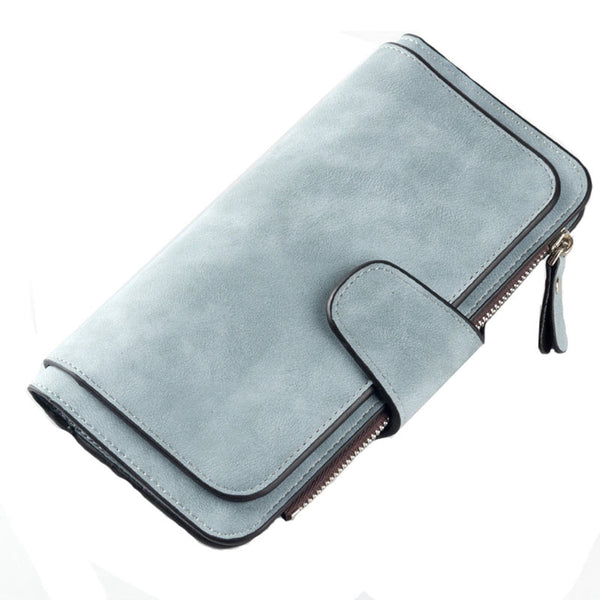 Women's Wallets,Soft Leather Bifold Compact Card Holder Wallet for Women with Zipper, Blocking Leather Clutch Wallet Credit Card Holder, Ladies Travel Wallet Purse,10 Colors(pink) baby blue