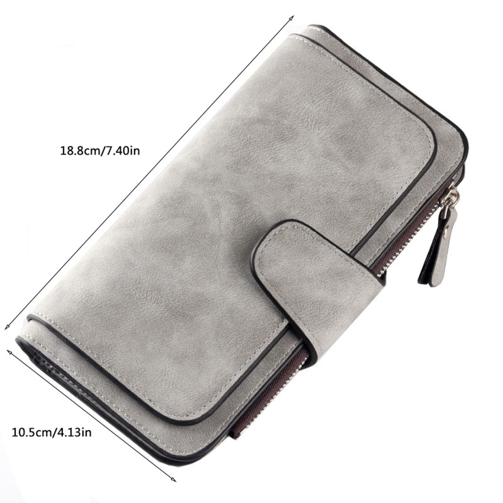 Women's Wallets,Soft Leather Bifold Compact Card Holder Wallet for Women with Zipper, Blocking Leather Clutch Wallet Credit Card Holder, Ladies Travel Wallet Purse,10 Colors(pink) dark grey