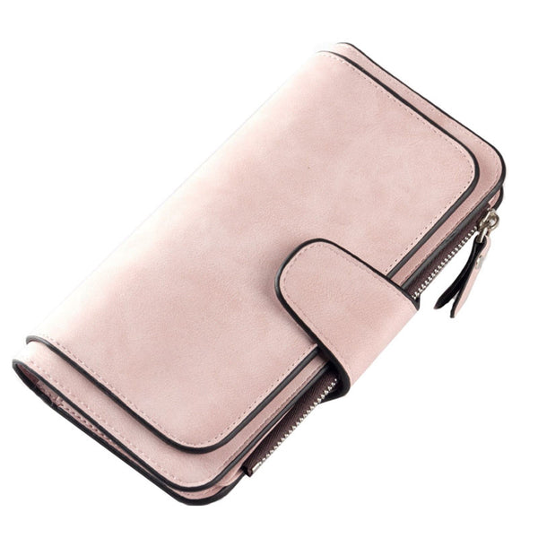 Women's Wallets,Soft Leather Bifold Compact Card Holder Wallet for Women with Zipper, Blocking Leather Clutch Wallet Credit Card Holder, Ladies Travel Wallet Purse,10 Colors(pink) pale pink